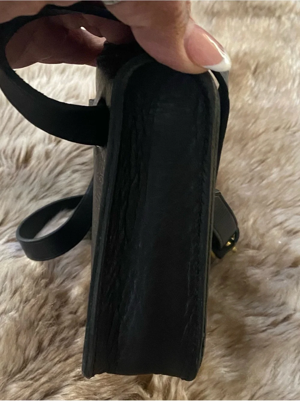 Madewell Black Leather Waist Belt with Gold Hardware